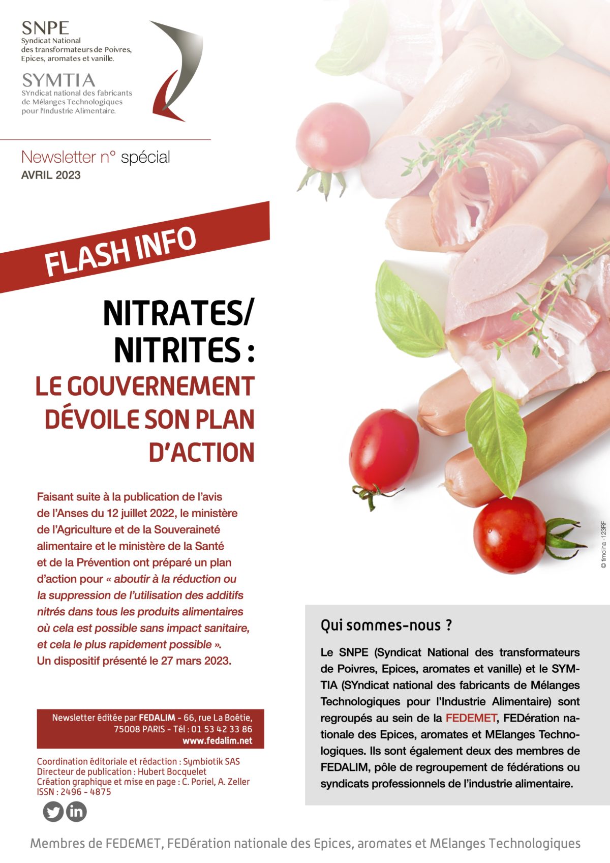 FLASH INFO –  NITRATES/NITRITES – LE GOUVERNEMENT DÉVOILE SON PLAN D’ACTION